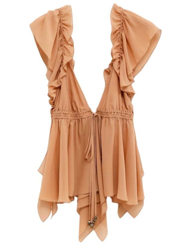 women ruffle blouse brown - CHLOE - BALAAN 1