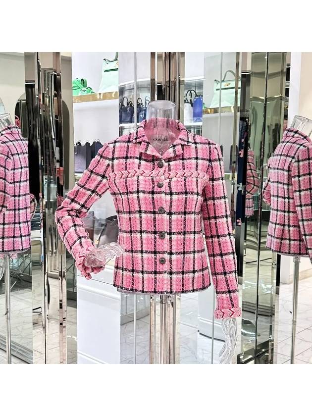 24S Check Tweed Jacket 36 Pink Multicolor 4ET1117 - CHANEL - BALAAN 1