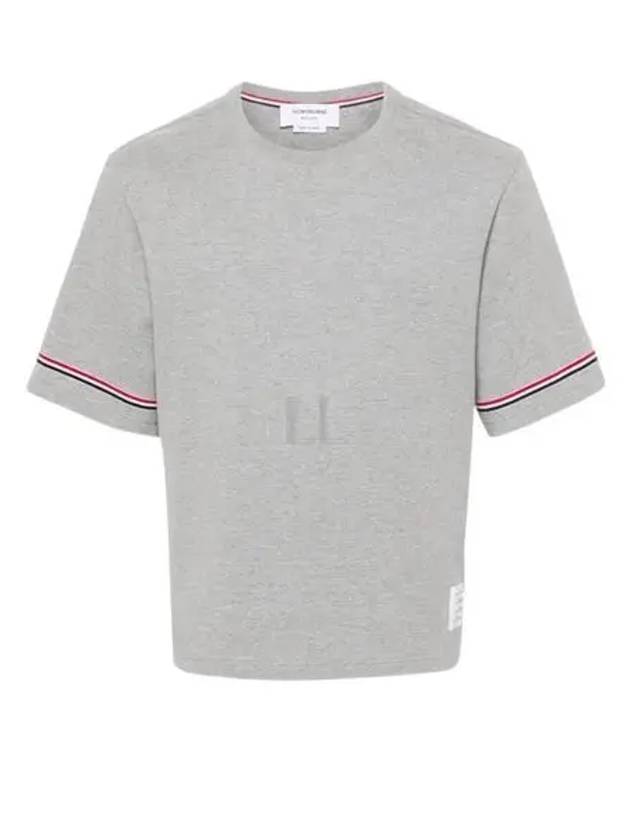 Cotton Rugby Short Sleeve T-Shirt Grey - THOM BROWNE - BALAAN 2