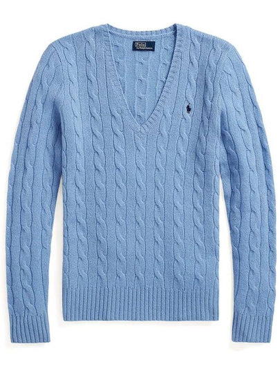 Kimberly Pony Logo Embroidered Cable Sweater Light Blue - POLO RALPH LAUREN - BALAAN 2