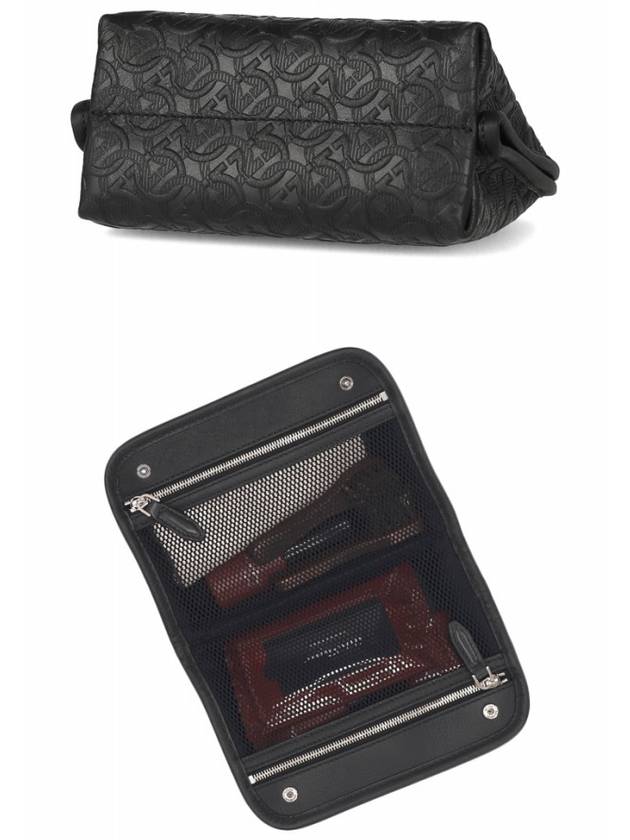 Salvatore Gazzini Motif Travel Pouch Bag Black - SALVATORE FERRAGAMO - BALAAN.