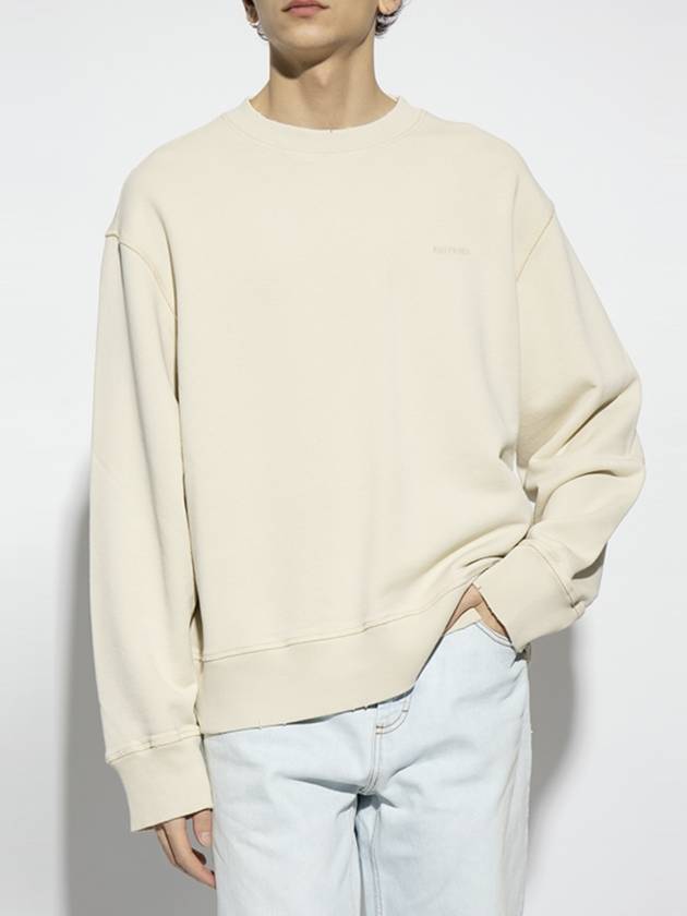 Embroidery Logo Crew Neck Sweatshirt Beige - AMI - BALAAN 5