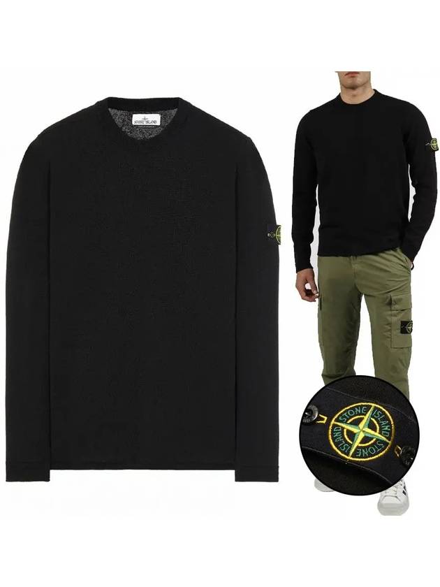 Wappen Patch Crew Neck Knit Top Black - STONE ISLAND - BALAAN 2