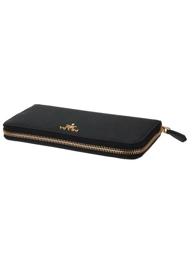 Saffiano Leather Zipper Long Wallet Black - PRADA - BALAAN 6