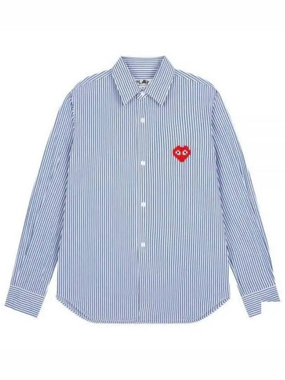 Men's Heart Wappen Striped Long Sleeve Shirt Blue - COMME DES GARCONS - BALAAN 2