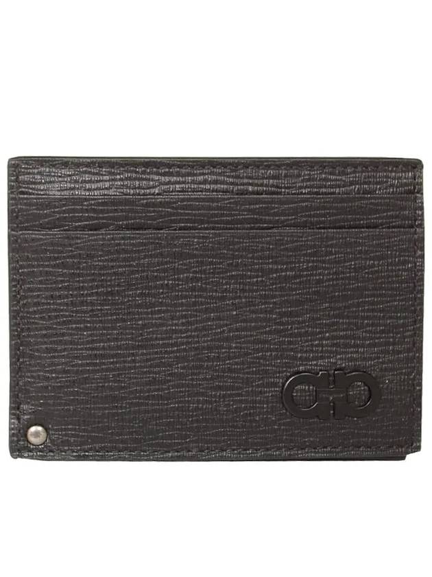 Double Gancini Leather Card Wallet Black - SALVATORE FERRAGAMO - BALAAN 2