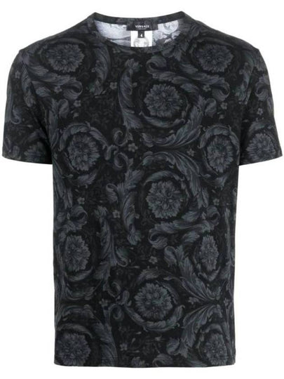 Barocco Pattern Short Sleeve T-Shirt Grey Black - VERSACE - BALAAN 2