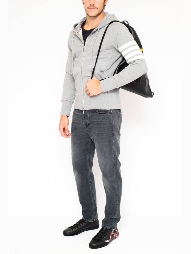 Engineered 4 Bar Diagonal Zip Up Hoodie Light Grey - THOM BROWNE - BALAAN 3