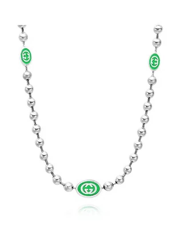 Interlocking G Enamel Tag Ball Chain Necklace Silver - GUCCI - BALAAN 4