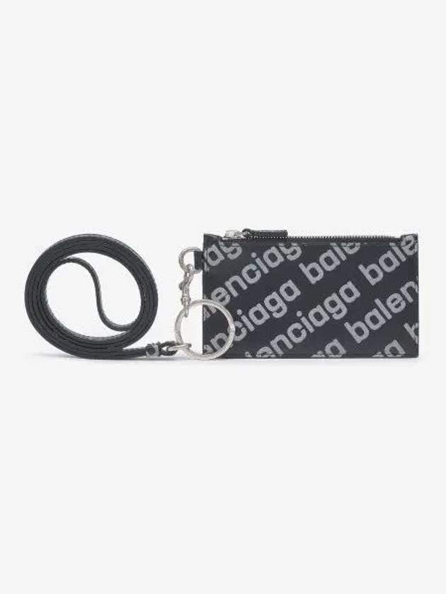 All Over Logo Neck Strap Card Wallet Black - BALENCIAGA - BALAAN 2