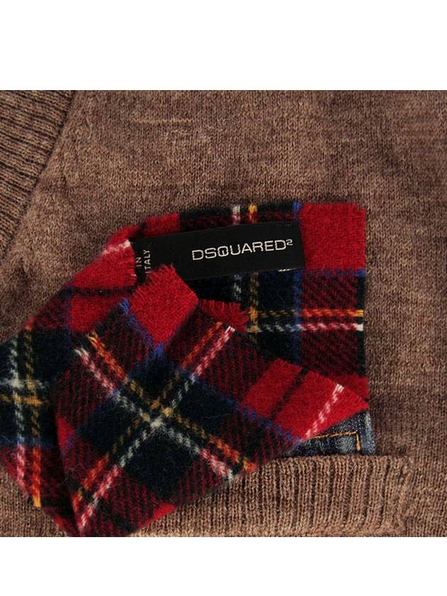 Tartan Handkerchief Denim Layered Knit Top Brown - DSQUARED2 - BALAAN 7