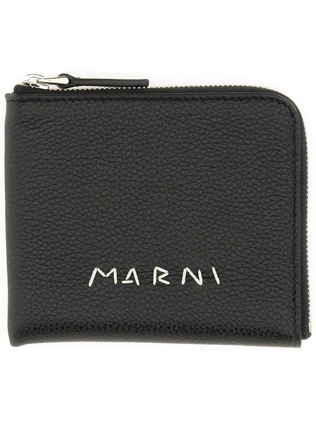 Logo Zip Card Wallet Black - MARNI - BALAAN 2