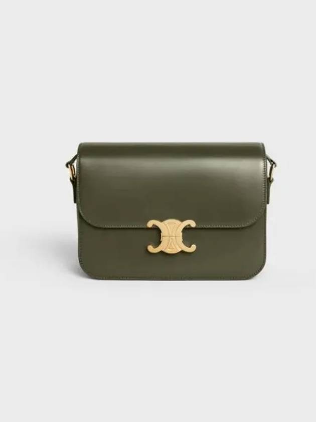 Classique Triomphe Shiny Calfskin Shoulder Bag Dark Olive - CELINE - BALAAN 2