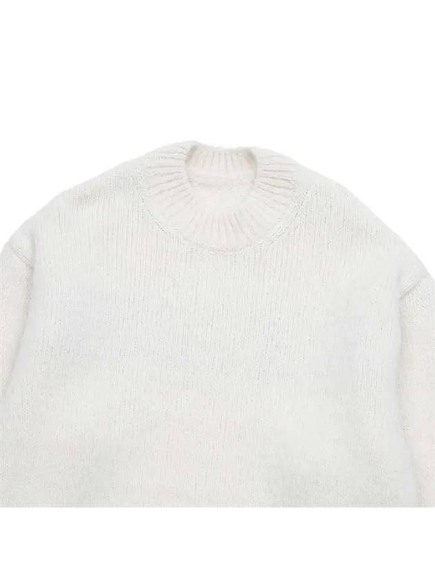 Pavane Back Logo Crew Neck Alpaca Knit Top White - JACQUEMUS - BALAAN 4