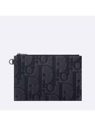 Maxi Oblique Jacquard A5 Pouch Bag Black - DIOR - BALAAN 1