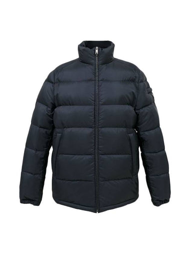 Triangle Logo Patch Down Short Padded Jacket Navy - PRADA - BALAAN 1