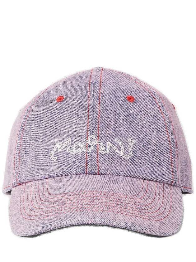 Embroidered Logo Denim Ball Cap Purple - MARNI - BALAAN 1