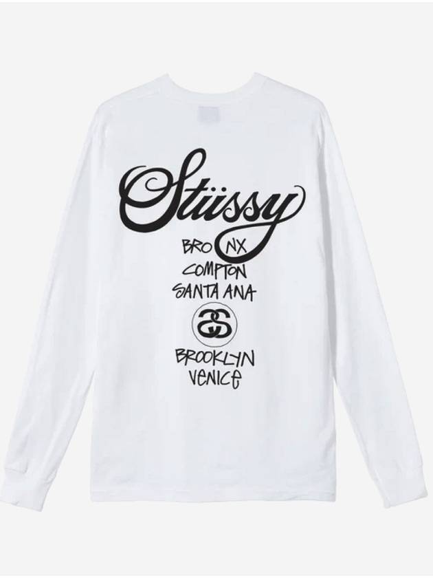 World Tour Long Sleeve TShirt White 3993658 3993614 3993713 - STUSSY - BALAAN 2