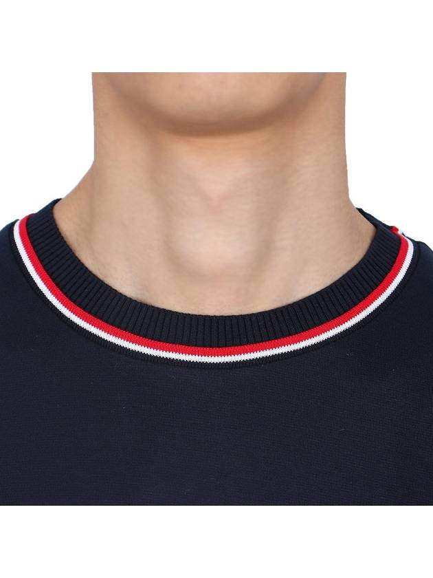 Logo Tab RWB Stripe Trimming Knit Top Navy - THOM BROWNE - BALAAN 6