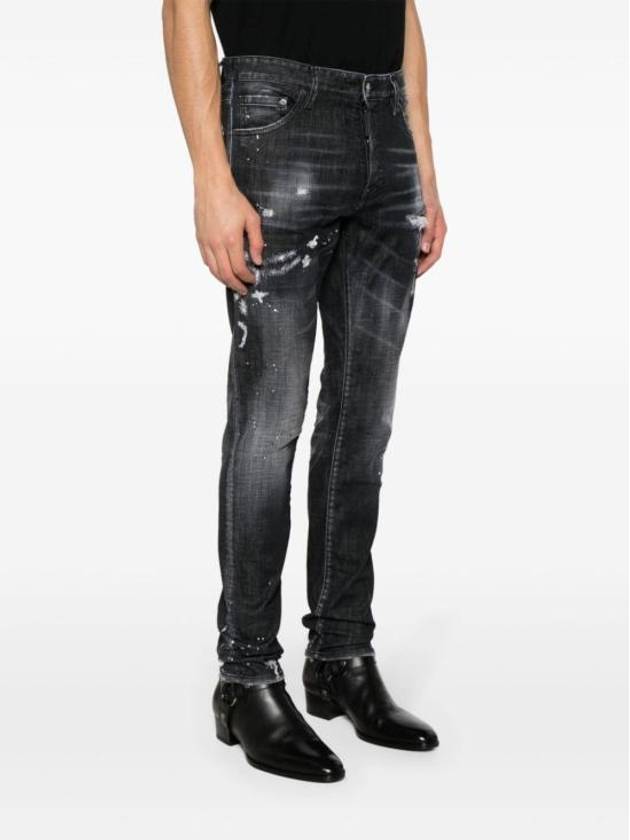 Stretch Cotton Leaf Effect Jeans Black - DSQUARED2 - BALAAN 7