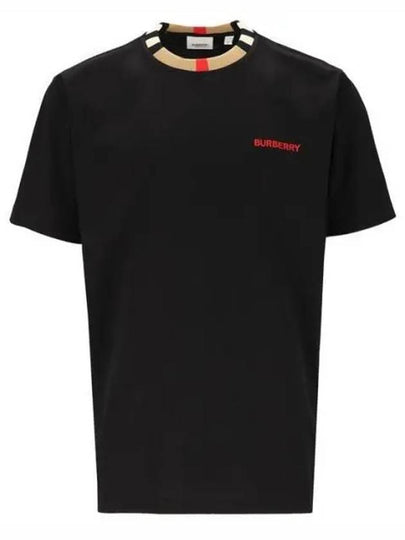 Icon Stripe Neck Short Sleeve T-Shirt Black - BURBERRY - BALAAN 2