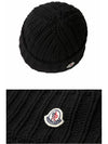Logo Patch Cashmere Blend Beanie Black - MONCLER - BALAAN 4