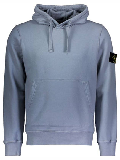 Wappen Patch Brushed Cotton Fleece Hoodie Mid Blue - STONE ISLAND - BALAAN 2