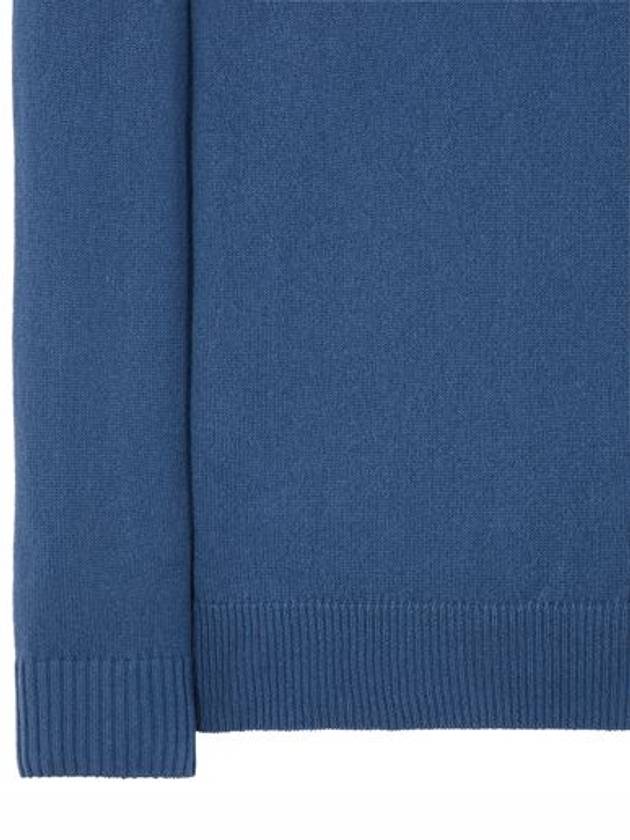 Men's Waffen Patch Crew Neck Raw Cotton Knit Top Blue - STONE ISLAND - BALAAN 5