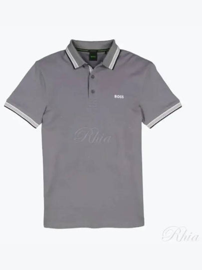 Paddy Cotton Short Sleeve Polo Shirt Grey - HUGO BOSS - BALAAN 2