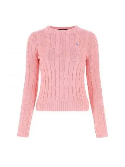 Embroidered Logo Pony Cable Knit Top Pink - POLO RALPH LAUREN - BALAAN 2