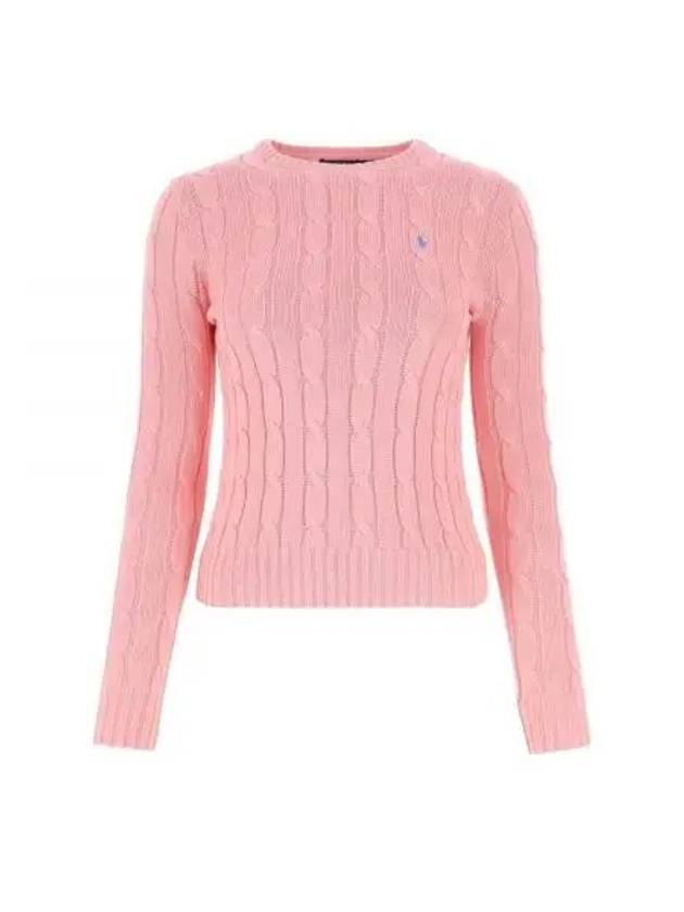 Embroidered Logo Pony Cable Knit Top Pink - POLO RALPH LAUREN - BALAAN 2