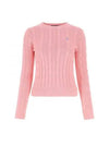 Embroidered Logo Pony Cable Knit Top Pink - POLO RALPH LAUREN - BALAAN 2