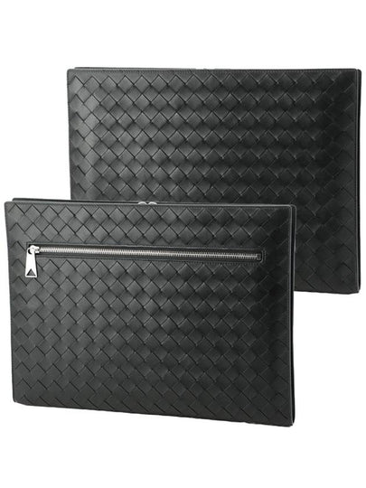 Intrecciato Document Case Clutch Bag Black - BOTTEGA VENETA - BALAAN 2