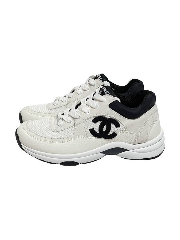 CC Logo Suede Tennis Low Top Sneakers Black - CHANEL - BALAAN 3