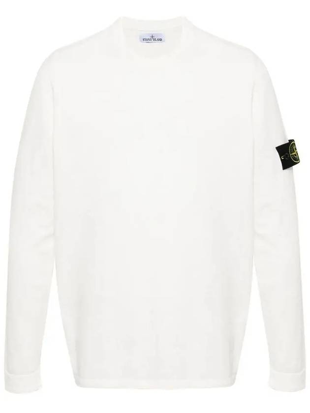 Raw Hand Cotton Crewneck Knit Top White - STONE ISLAND - BALAAN 2