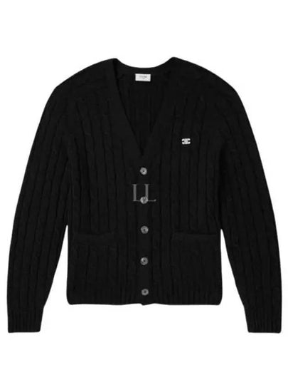 Triomphe Embroidered Cable Knit Cashmere Cardigan Black - CELINE - BALAAN 2