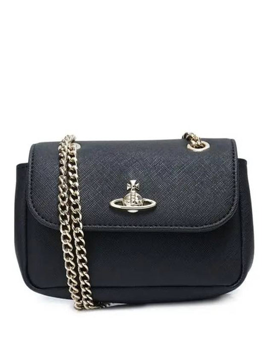 Logo Plaque Chain Cross Bag Black - VIVIENNE WESTWOOD - BALAAN 2