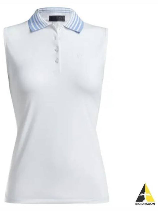 Women's Pleated Collar Sleeveless PK Shirt White - G/FORE - BALAAN 2