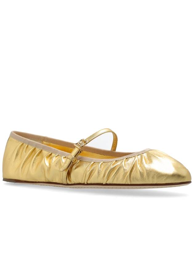 Dolce & Gabbana Leather Ballerinas, Women's, Gold - DOLCE&GABBANA - BALAAN 4