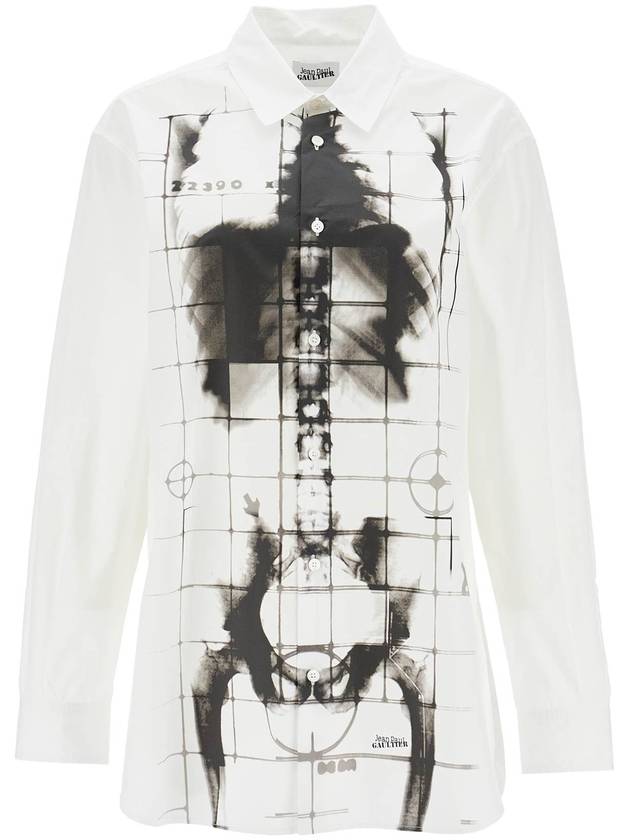 white cotton shirt with skeleton print front and back - JEAN PAUL GAULTIER - BALAAN 1