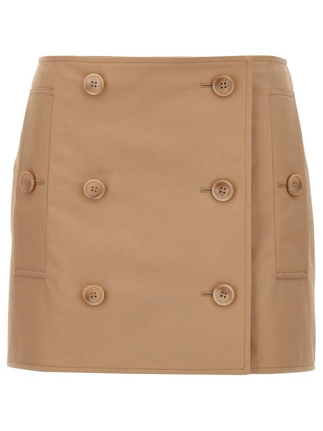 WoMen's Trench Mini Cotton Gabardine A-Line Skirt Pale Nude - BURBERRY - BALAAN 2