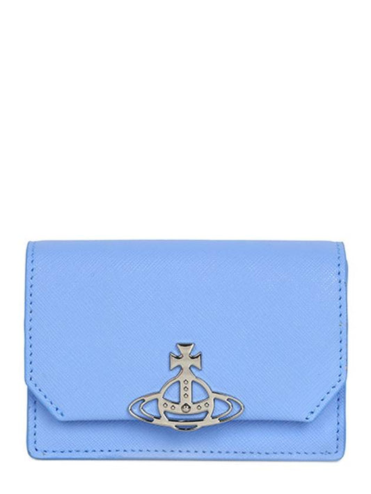 ORB Saffiano Card Wallet Light Blue - VIVIENNE WESTWOOD - BALAAN 2