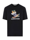 Dressed Fox Easy Logo Printed Cotton T-Shirt Black - MAISON KITSUNE - BALAAN 1