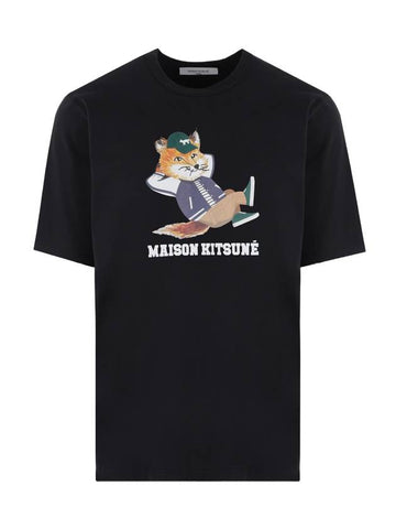 Dressed Fox Easy Logo Printed Cotton T-Shirt Black - MAISON KITSUNE - BALAAN 1