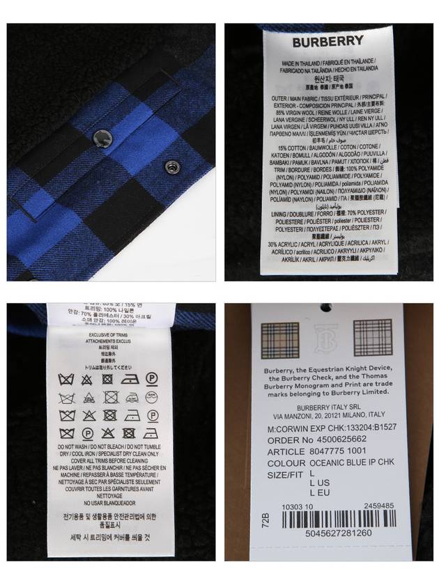 Men's Check Overfit Shirt Jacket Black Blue - BURBERRY - BALAAN 5