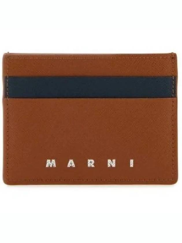 Debossed Logo Leather Card Wallet Brown - MARNI - BALAAN 2