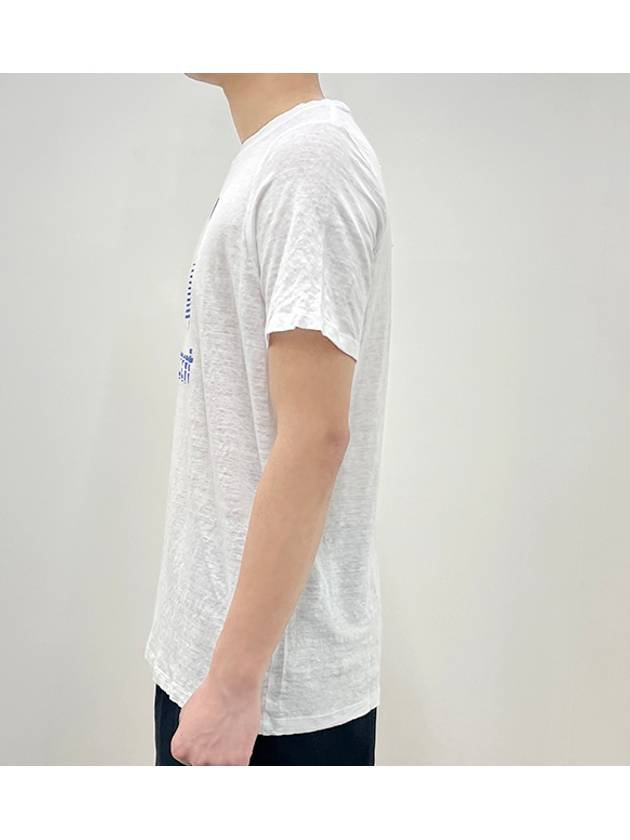 Karman Logo Linen Short Sleeve T-Shirt White - ISABEL MARANT - BALAAN 4