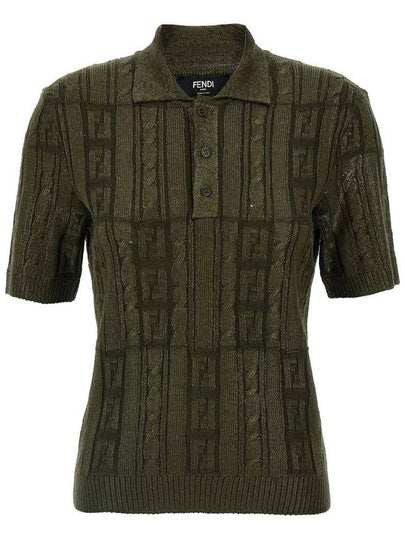 FF Motif Wool Polo Shirt Green - FENDI - BALAAN 2