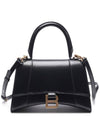 Hourglass Small Tote Bag in Shiny Box Calfskin Black - BALENCIAGA - BALAAN 3