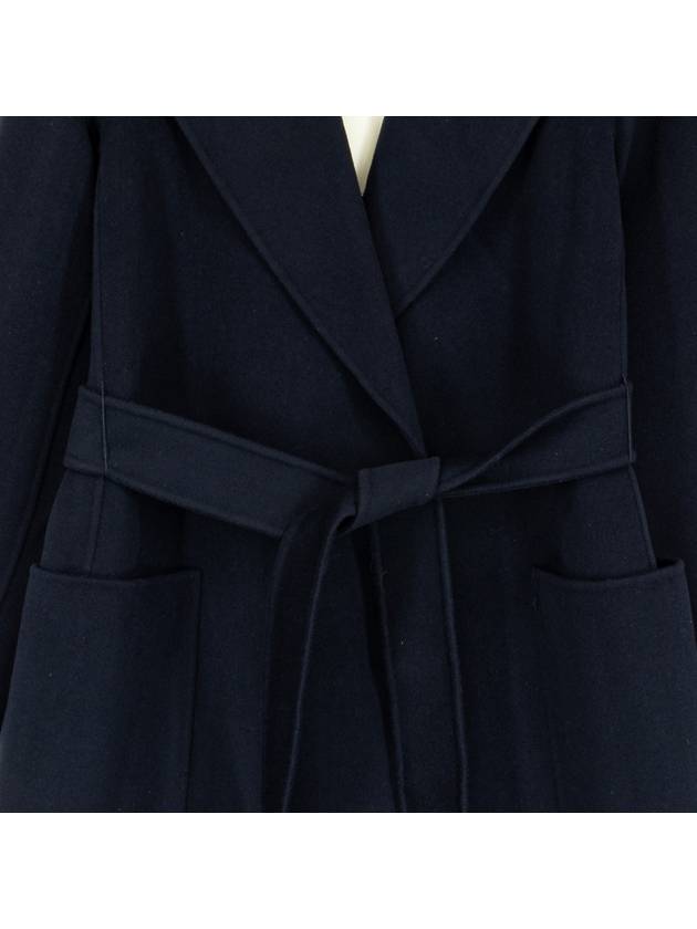 Agata Virgin Wool Single Coat Navy - MAX MARA - BALAAN 4